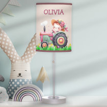 Girls' Cute Pink Tractor  Table Lamp