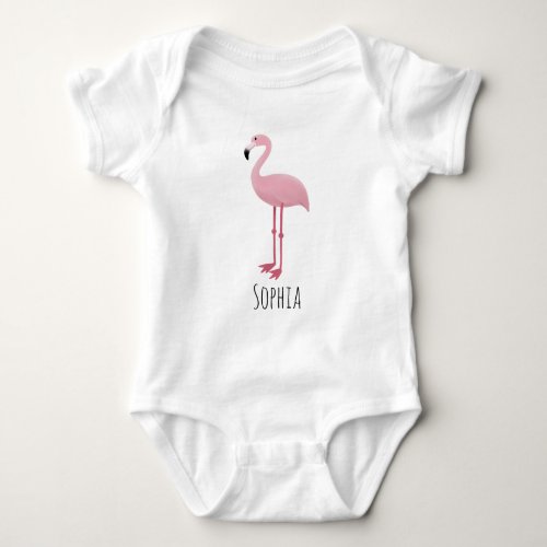 Girls Cute Pink Tropical Flamingo  Flowers Baby Bodysuit