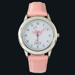 Girls Cute Pink Tropical Flamingo Kids Watch<br><div class="desc">This cute and modern kids watch features a unique pink tropical flamingo,  clear readable numbers,  and can be personalized with your girls name.The perfect flamingo-themed gift for any little one!</div>