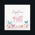 Girls Cute Pink Watercolor Butterfly Kids Birthday Napkins<br><div class="desc">This cute and girly kids birthday napkin design features a magical watercolor butterfly design,  with butterflies and flowers,  and can be personalized with your child’s name and a different age if required. The perfect whimsical purple and pink design for your little one's birthday!</div>