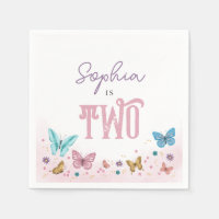 Girls Cute Pink Watercolor Butterfly Kids Birthday