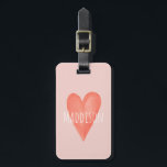 Girls Cute Pink Watercolor Heart Kids Luggage Tag<br><div class="desc">This cute and girly kids luggage tag features an adorable pink heart illustration. This lovely design also features a place for you to add your girl's name and contact details. The perfect modern design for any kid's first trip! Check out our collection for the matching passport case.</div>