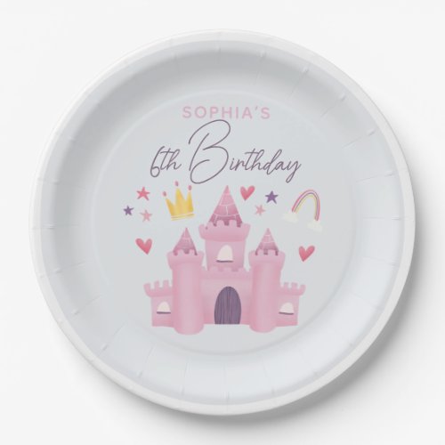 Girls Cute Princess Palace Kids 6th Birthday Paper Plates