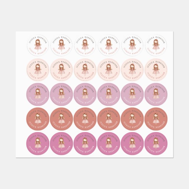 Girls Cute Princess School Name Labels (Sheet)