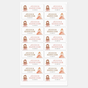 Girls Cute Princess School Name Labels
