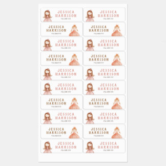 Girls Cute Princess School Name Labels