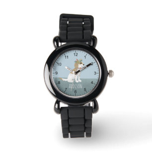Girls Cute Puppy and Flowers Kids Watch