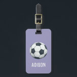 Girls Cute Purple Football Sports Kids Luggage Tag<br><div class="desc">This cute and modern kids luggage tag features a sports design, with a soccer ball, tennis racket and ball, and basketball. The tag can be personalized with your girls name and contact details. The perfect purple sporty gift for your baby, toddler, or child's first trip. Check out our collection for...</div>