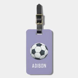 Girls Cute Purple Football Sports Kids Luggage Tag