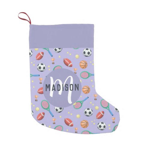 Girls Cute Purple Football Tennis Sport Kids Small Christmas Stocking