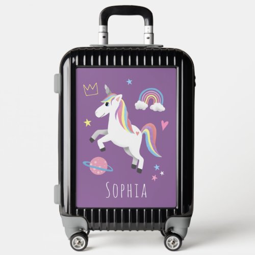 Girls Cute Purple Magical Unicorn Kids Luggage