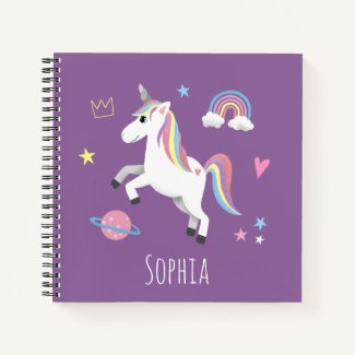 Girls Cute Purple Magical Unicorn Kids School