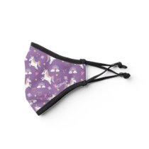 Girls Cute Purple Magical Unicorn Pattern Kids Premium Face Mask
