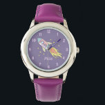 Girls Cute Purple Rocket Ship Space and Name Kids Watch<br><div class="desc">This cute and girly kids watch features a beautiful and colorful hand drawn rocket ship in outer space,  with a purple background. The design also features a place for you to add your girl's name. Perfect for any toddler or child!</div>