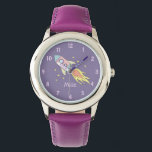 Girls Cute Purple Rocket Ship Space and Name Kids Watch<br><div class="desc">This cute and girly kids watch features a beautiful and colorful hand drawn rocket ship in outer space,  with a purple background. The design also features a place for you to add your girl's name. Perfect for any toddler or child!</div>