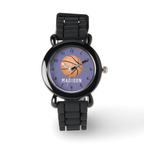 Girls Cute Purple Sports Basketball Kids Watch