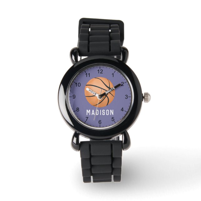 Girls Cute Purple Sports Basketball Kids Watch (Front)