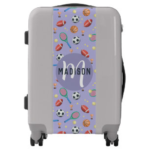 Girls Cute Purple Sports Monogram Kids Luggage
