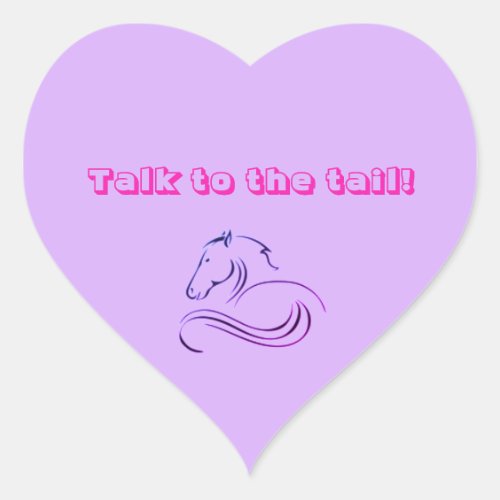 Girls Cute Purple Talk to the Tail Horse  Pony Heart Sticker