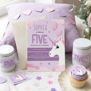 Girls Cute Purple Unicorn Kids Birthday