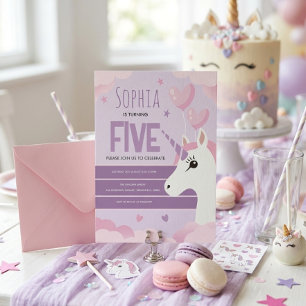 Girls Cute Purple Unicorn Kids Birthday