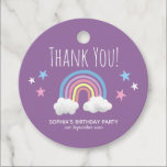 Girls Cute Purple Unicorn Kids Birthday Party Favor Tags<br><div class="desc">This cute,  girly and magical kids birthday party favor tag design features a rainbow,  with a purple unicorn pattern on the reverse and can be personalized with your child's name. The perfect princess unicorn themed gift for your girls birthday party.</div>