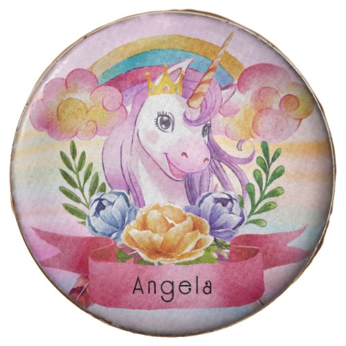 Girls Cute Purple Unicorn Rainbow Custom Name    Chocolate Covered Oreo