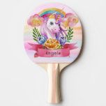 Girls Cute Purple Unicorn Rainbow Custom Name   Ping Pong Paddle at Zazzle