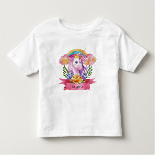 Girls Cute Purple Unicorn Rainbow Custom Name      Toddler T-shirt