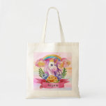 Girls Cute Purple Unicorn Rainbow Custom Name     Tote Bag at Zazzle