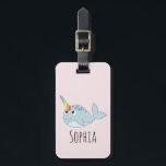 Girls Cute Rainbow Narwhal Cartoon and Name Kids Luggage Tag<br><div class="desc">This trendy kids luggage tag features an adorable,  hand drawn rainbow narwhal cartoon. This lovely design also features a place for you to add your girl's name. The perfect ocean themed design for any kid's first trip! Check out our collection for the matching passport case.</div>