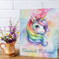 Girls Cute Rainbow Unicorn Custom Name