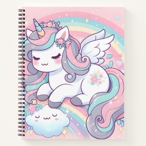 Girls Cute Rainbow Unicorn Notebook