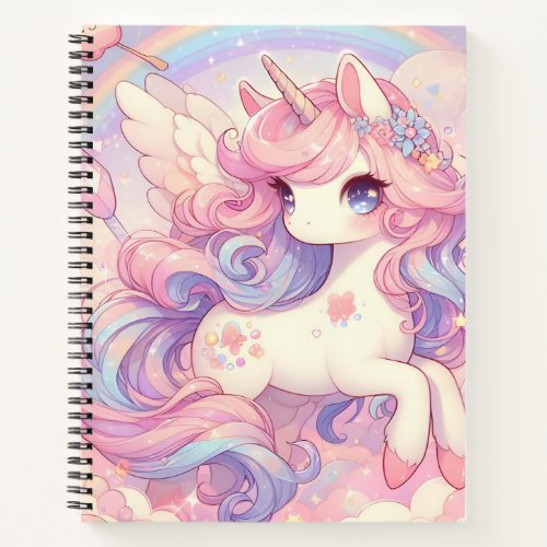 Girls Cute Rainbow Unicorn Notebook