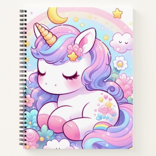 Girls Cute Rainbow Unicorn Notebook