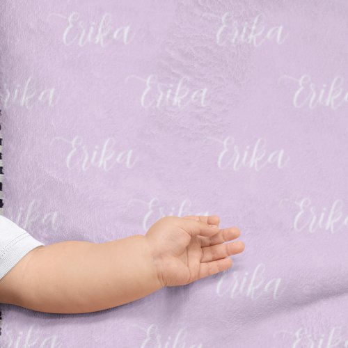 Girls Cute Repeating Newborn Name Pale Lavender Baby Blanket