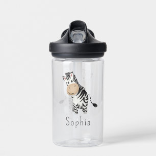 Girls Cute Safari Zebra Kids School Water Bottle