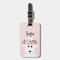 Girls Cute Sheep Watercolor Flowers and Name