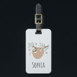 Girls Cute Sleeping Sloth Animal and Name Kids Luggage Tag<br><div class="desc">This gorgeous and girly kids luggage tag features a beautiful, hand drawn sleeping sloth doodle with flowers and leaves. This lovely design also features a place for you to add a girl's name. The perfect jungle themed, wildlife design for any kid's first trip! Check out our collection for the matching...</div>