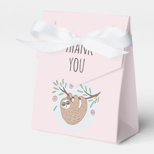 Girls Cute Sleeping Sloth Baby Shower Favor Boxes