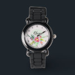 Girls Cute Spring Botanical Flowers and Name Kids Watch<br><div class="desc">This gorgeous floral kids watch design features cute spring watercolor flowers and numbers,  and has space for you to write your girls name in an elegant font. A perfect pastel,  botanical gift for your little one.</div>