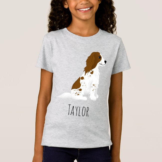 Girls Cute Springer Spaniel Dog & Name Kids T-Shirt