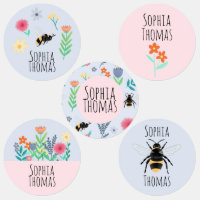 Girls Cute Summer Flowers & Bee School Name