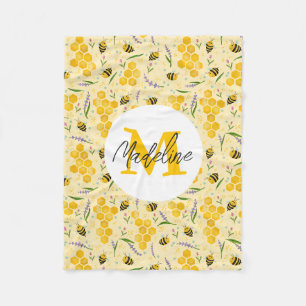 Girls Cute Sweet Summer Floral Bee Kids Fleece Blanket