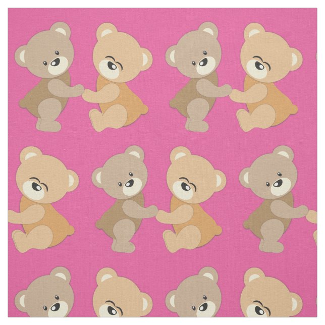 Girls Cute Teddy Bears Fabric (Swatch)