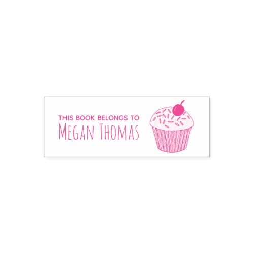 Girls Cute This Book Belongs Cupcake Muffin Name Self_inking Stamp