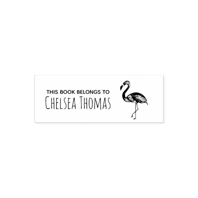 Girl's Cute This Book Belongs Tropical Flamingo Self-inking Stamp (Design)