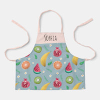Girls Cute Tropical Summer Fruit Pattern Chef Kids
