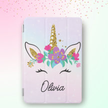 Girls Cute Unicorn And Watercolor Rainbow Custom