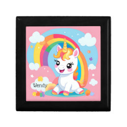 Girl&#39;s Cute Unicorn Rainbow Custom Name Gift Box